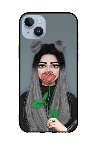 Covernex غطاء حماية لهاتف Apple iPhone 14 Plus بنمط فتاة لطيفة تخفي فمها على ...