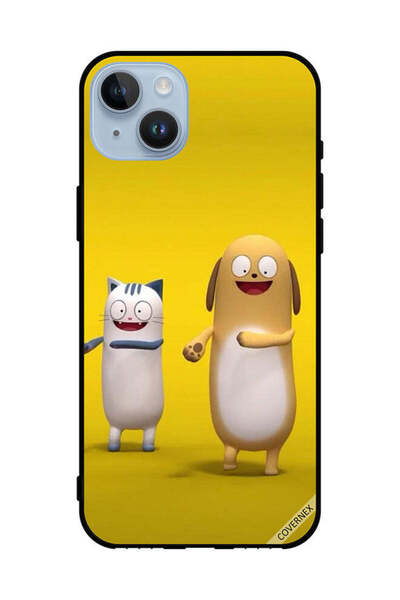 Covernex غطاء حماية لهاتف Apple iPhone 14 Plus، كرتون قطة وكلب لطيف