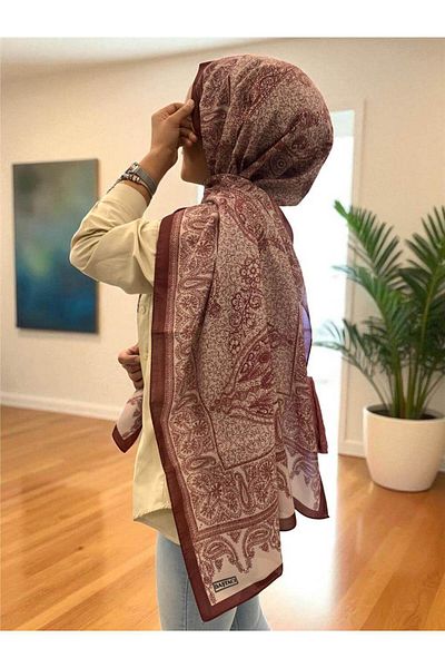 Baştacı 2025 Summer Season Bordo Rug Pattern Shal