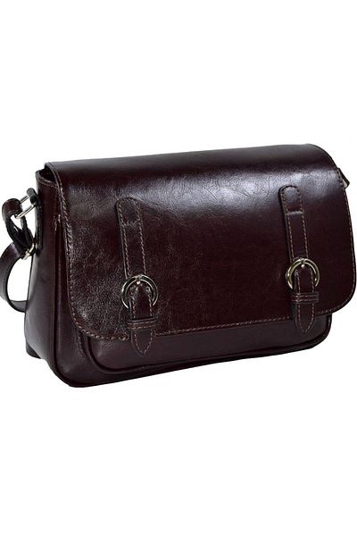 Magazinul de genti Women's genuine leather bag, model 208, crossbody, Dark brown