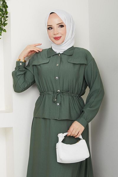 bm bessomoda fashion boutique Women's Waist Tunnel Shirt and Skirt Suit