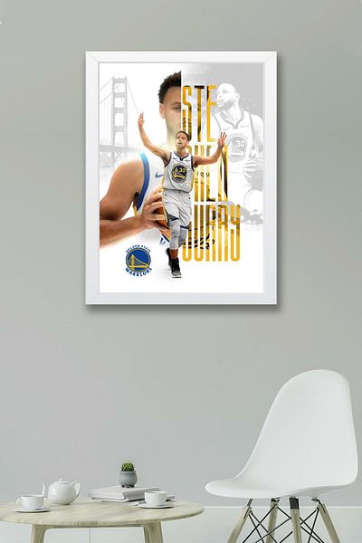 Saturn Stephen Curry Framed Painting - Golden State Warriors Nba Poster Painting