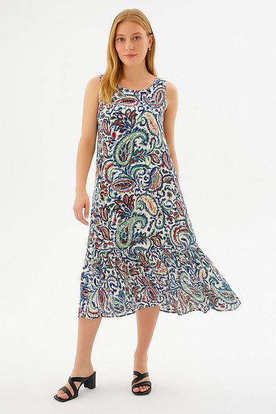 Fashion Friends Patterned Viscose Dress Ecru