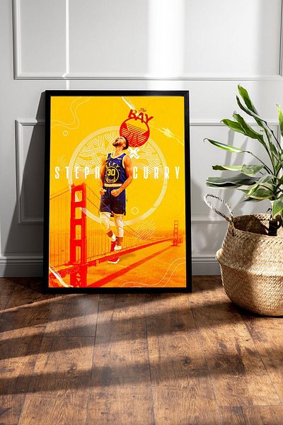 Saturn Stephen Curry Framed Painting - Basketball Nba Poster Painting