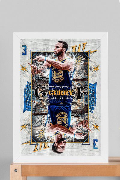 Saturn Pictură înrămată de Stephen Curry - Pictură poster NBA de baschet