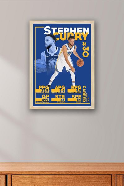 Saturn Stephen Curry Framed Painting - Basketball Nba Poster Painting