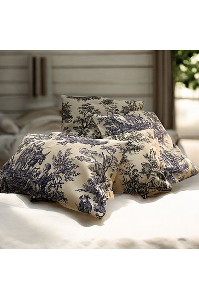 MundoLindo Throw Pillow Cover Set of 2 Toile De Jouy French Country House Themed
