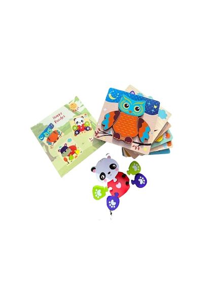 DEZİ Educational Game, Happy Wooden Animal Puzzle, 3 Animals