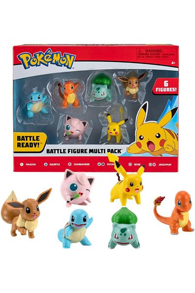 Feyza Oyuncak Pokemon Battle - Pikachu Squirtle Charmander Bulbasaur Eevee Jigglypuff Set of 6 Figures