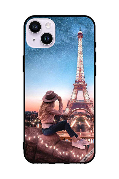 Covernex غطاء حماية لهاتف Apple iPhone 14 بتصميم فتاة القبعة وبرج إيفيل