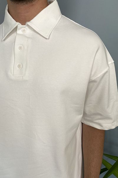 Alışveriş Sokağı Polo Neck Ecru T-Shirt