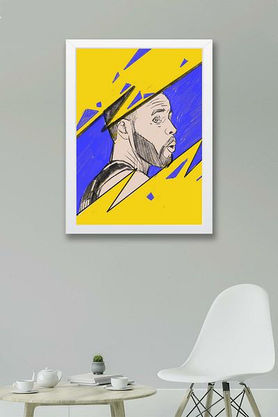 Saturn Pictură înrămată de Stephen Curry - Pictură poster NBA de baschet