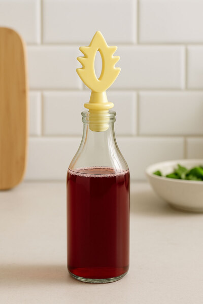 SİHİRLİ AYAKLAR Leaf Pattern Bottle Stopper Set of 2 Leakproof Glass Bottle Oil Bottle Lemon Vinegar Liquid Oil Bottle Apparatus Organizer