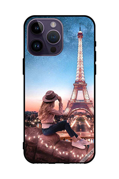 Covernex غطاء حماية لهاتف Apple iPhone 14 Pro Max بتصميم فتاة القبعة وبرج إيفيل