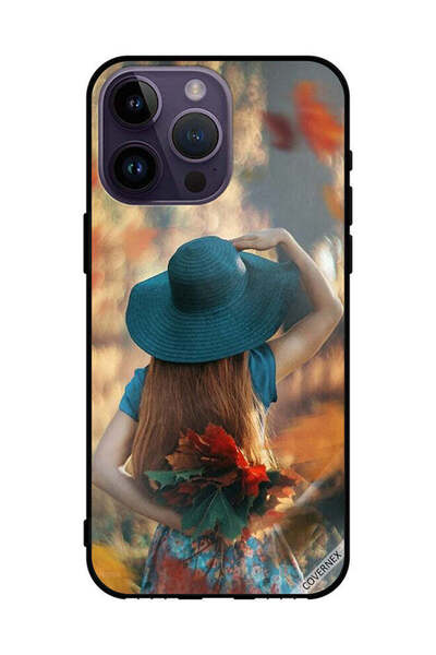 Covernex غطاء حماية لهاتف Apple iPhone 14 Pro Max فتاة قبعة تخفي أوراق الحب