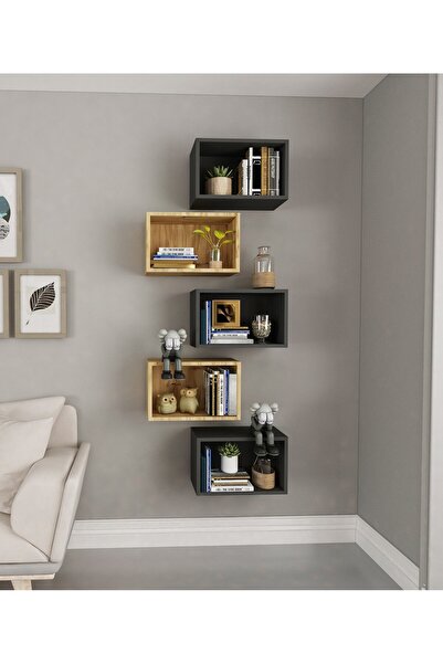 Dekormer Design Kitaplık Yeni Raf 5 li