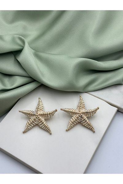 Duéra Gold Gold Starfish Concept Summer Design Brand Model Women's Earrings