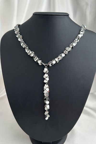 Modex Gold Color Sequin Detailed Sparkling Adjustable Y Necklace (60cm)