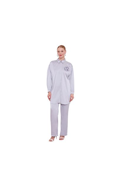 Levidor Rose Brooch Satin Double Suit