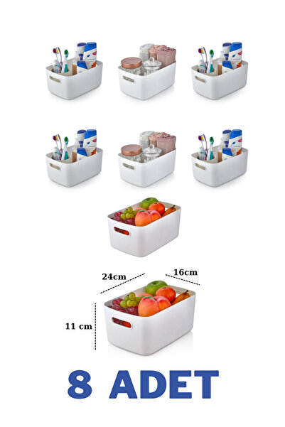 VALENT 8'li Mocha 3.5 Lt Basic Dolap Içi, Buzdolabı Düzenleyici, Banyo Organizer Sepet