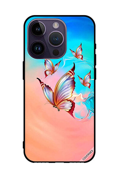Covernex غطاء حماية لهاتف أبل آيفون 14 برو - فراشات على برج إيفيل