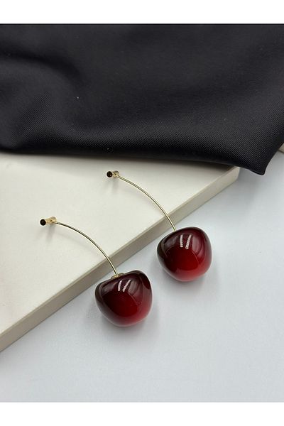 Duéra Gold Gold Cherry Figured Dangle Design Stylish Earrings