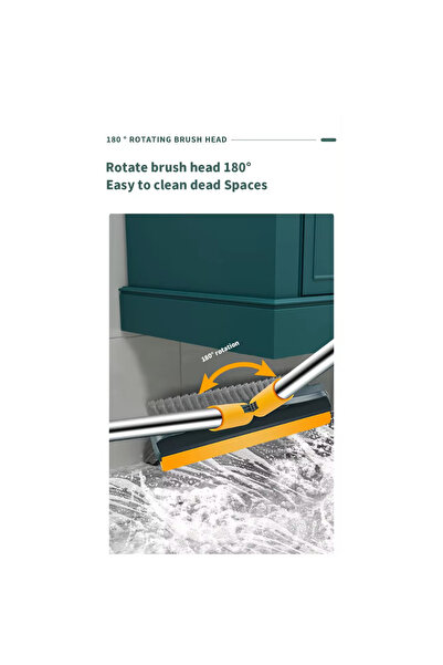 OEM 3-in-1 Cleaning Device: V-shaped Broom-Brush and Squeegee, Green/Yellow