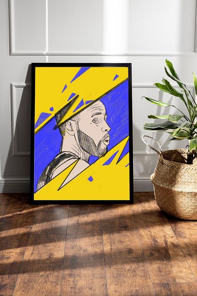 Saturn Pictură înrămată de Stephen Curry - Pictură poster NBA de baschet