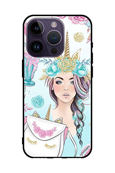 Covernex غطاء حماية لهاتف Apple iPhone 14 Pro رموش على الحقيبة وفتاة وحيد القرن
