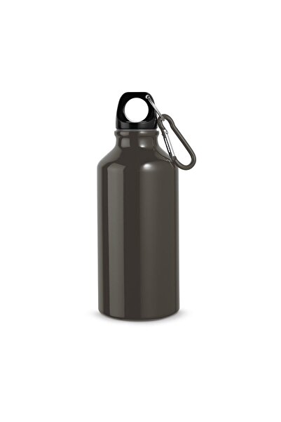 dalimag Aluminum Sports Bottle with Carabiner, Up to 400 ml Capacity, 18 cm, Dark Gray, Dalimag