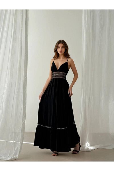 Lady Pixie Women's Lace Detailed Strap Maxi Dress