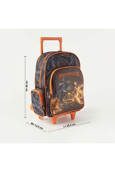 Juniors Motorcycle Print 3-Piece Trolley Backpack Set - 16 inches
