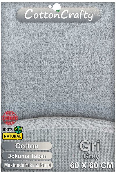 CottonCrafty Βαμβακερό υφαντό χαλάκι μπάνιου που απορροφά το νερό, χαλί μπάνιου απλό, στρογγυλό 60 Χ 60 εκ. Γκρι