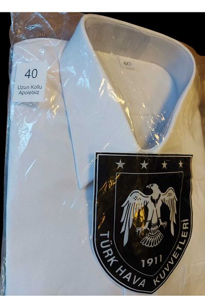 kho military design Turkish Air Force White Color Long Sleeve Shirt (Size 40-m)