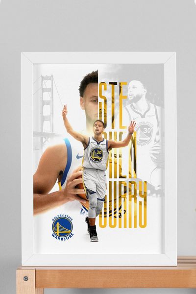 Saturn Stephen Curry Framed Painting - Golden State Warriors Nba Poster Painting