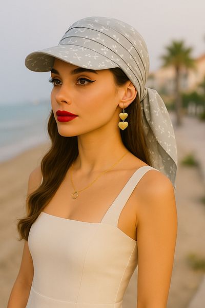 MYZİ STORE Women's Summer 100% Cotton Patterned Safari Tie-Up Visor Bandana Visor Sun Protection and Stylish Design
