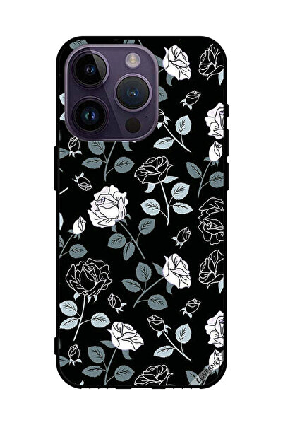 Covernex غطاء حماية لهاتف Apple iPhone 14 Pro بنقشة زهور باللونين الأبيض والأسود