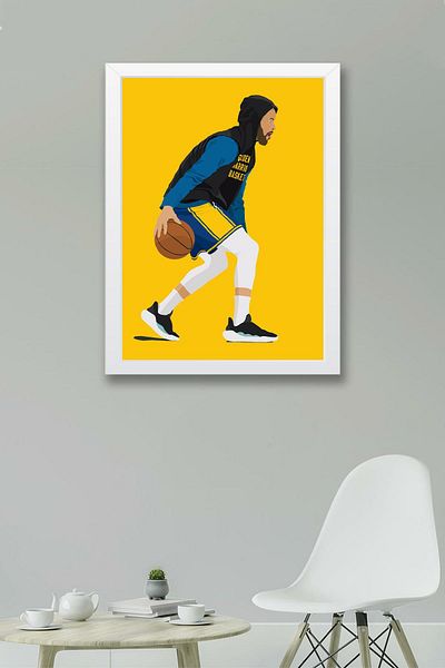 Saturn Stephen Curry Framed Painting - Basketball Nba Poster Painting
