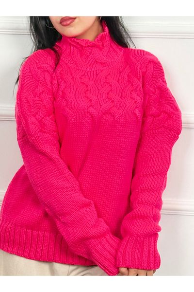 RACE FASHİON Half Turtleneck Hair Knit Knitted Sweater Rc8201