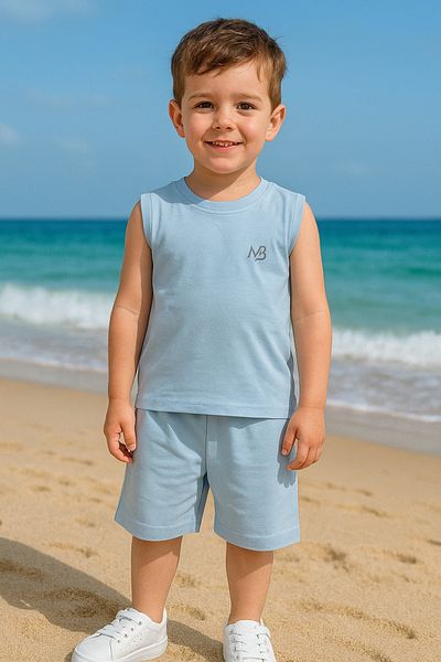 mb kids Sleeveless Reflector Mb Printed Girls Boys Summer Shorts Set