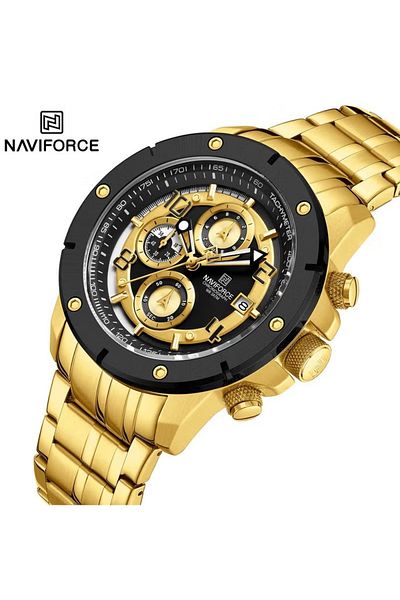 Naviforce Men's Luxury Chronograph Watch – 46mm Dial, Stainless Steel Strap, Date Display & Tachymeter
