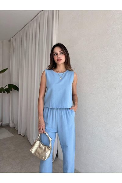 My Blog Blue Noa Blouse Trousers Set - 8796
