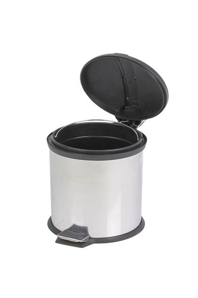 DLC 8 Liter Stainless Steel Pedal Trash Bin with a Polished Finish