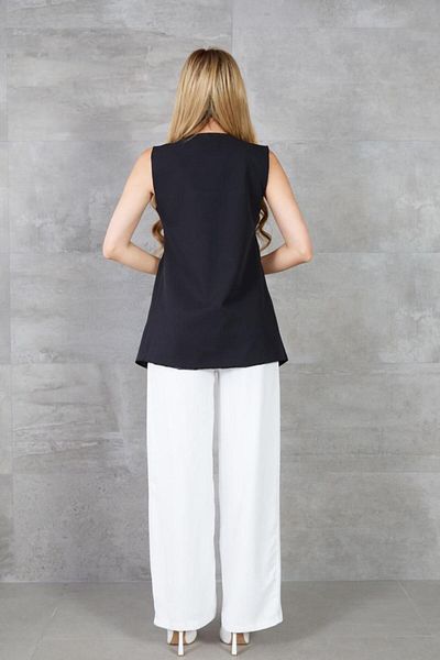 NEW LAVİVA Women's Black Double Breasted Lined Blazer Jacket Collar Vest