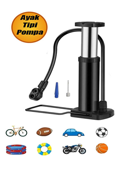 NUBLADO Küçük Ayak Tipi Pompa Tekli Teker Bisiklet Top Bot Motor Lastik Şambrel Şişirme Pompası 1 Adet
