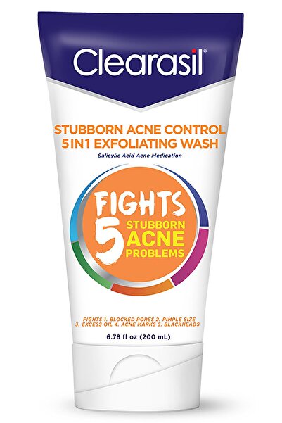 clearasil Stubborn Anti-Acne 5 in 1 Peeling Effective Facial Cleansing Gel 200ml