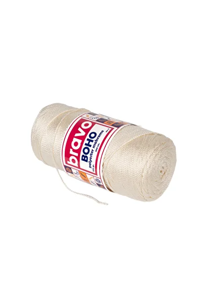 Bravo Boho Polyester Macrame Yarn 200 Gr 3 mm 18 Medium Cream