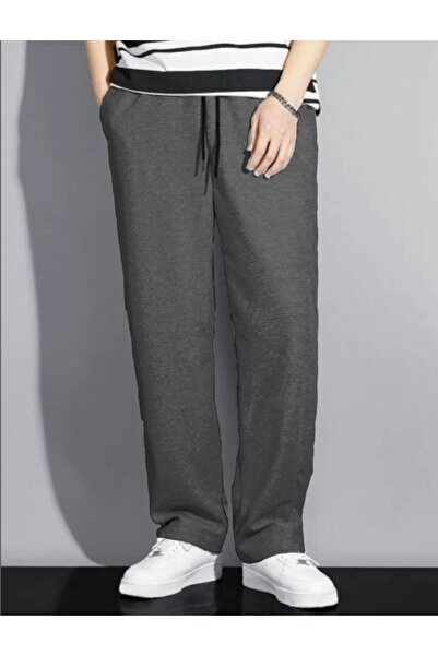 JustBS Pantaloni de trening antracit cu picioare drepte pentru bărbați