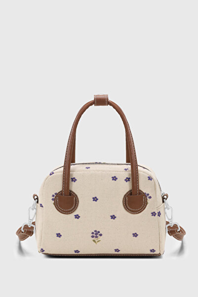 Housebags Mavi Çiçekli Vintage Çok Yönlü PU Deri Çapraz Askılı Çanta 275