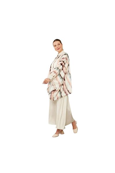 Levidor Batik Pattern Chiffon Shirt and Satin Skirt Suit